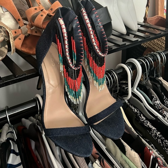 Aldo fringe beaded heels - Picture 2 of 6